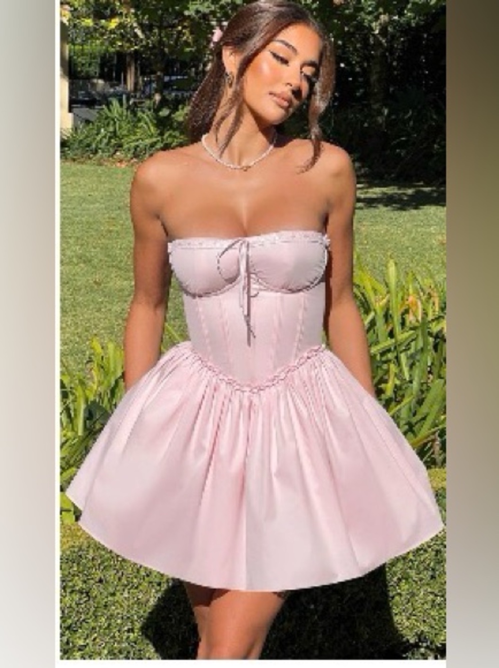 BABYDOE Corset-Style Pink Mini Dress